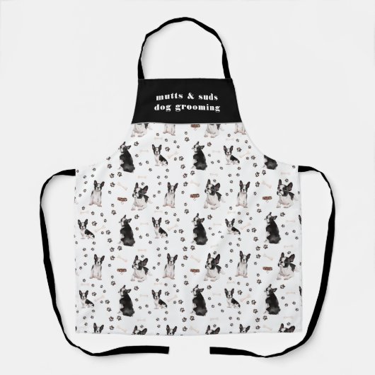 Cute Boston Terrier Dog Pattern gepersonaliseerd Schort (Voorkant)