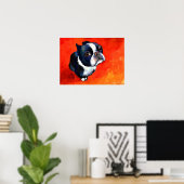 Cute Boston Terrier Dog schilderij Svetlana Noviko Poster (Thuiskantoor)