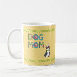 Cute Boston Terrier Fun Colorful Floral Name      Koffiemok