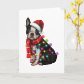 Cute Boston Terrier-hond Grappige Kerst Vakantie C Kaart (Gele Bloem)