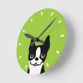 Cute Boston Terrier -  kleur Ronde Klok (Hoek)