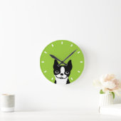 Cute Boston Terrier -  kleur Ronde Klok (Huis)
