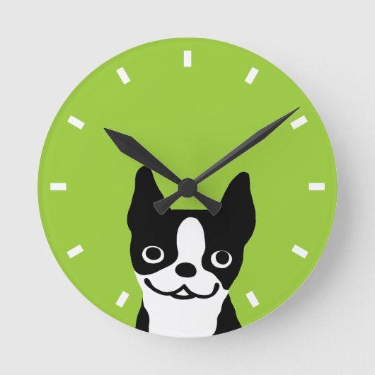 Cute Boston Terrier -  kleur Ronde Klok (Voorkant)