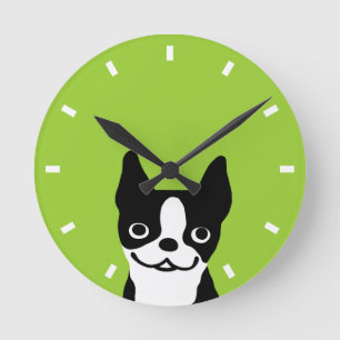 Cute Boston Terrier - kleur Ronde Klok