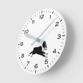 Cute Boston Terrier met uren en minuten Ronde Klok (Hoek)