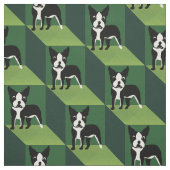 Cute Boston Terrier on Green Cubes Stof (Swatch)