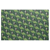 Cute Boston Terrier on Green Cubes Stof (Fat Quarter)