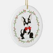Cute Boston Terrier Ornament voor Kerstmis (Rechts)