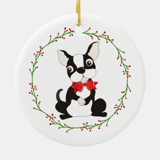 Cute Boston Terrier Ornament voor Kerstmis (Achterkant)