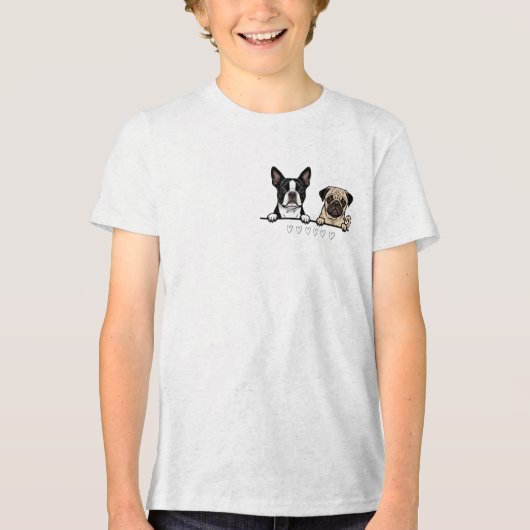Cute Boston Terrier & Pug Dog for dog lovers Tri-Blend Shirt (Voorkant)