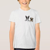 Cute Boston Terrier & Pug Dog pocket size Tri-Blend Shirt (Voorkant)
