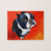Cute Boston Terrier puppy dog giften Legpuzzel (Horizontaal)