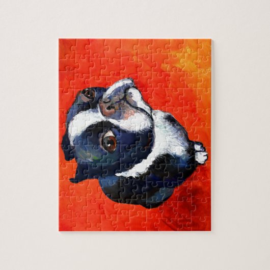 Cute Boston Terrier puppy dog giften Legpuzzel (Verticaal)