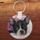 Cute Boston Terrier Puppy Sleutelhanger (Voorkant)