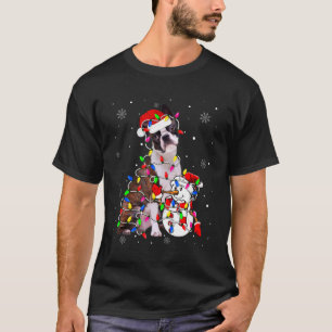 Cute Boston Terrier Santa Hat Kerstmis Light Xmas T-shirt