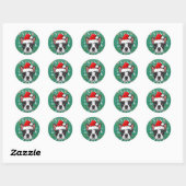 Cute Boston Terrier Ugly KerstSweater Santa Santa Ronde Sticker (Vel)