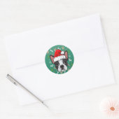 Cute Boston Terrier Ugly KerstSweater Santa Santa Ronde Sticker (Envelop)