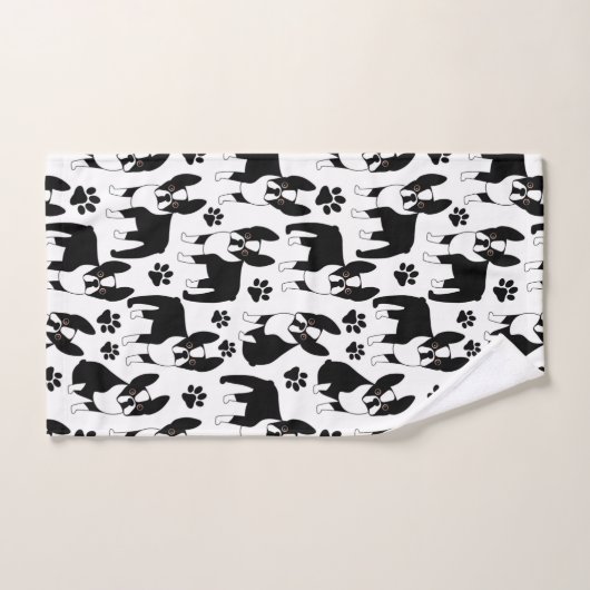 Cute Boston Terriers Black en White Bad Handdoek (Handdoek)