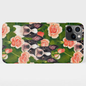 Cute Boston Terriers Enchanted Pink Rose Garden iPhone Hoesje (Achterkant horizontaal)