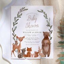Cute bosvrienden & groene budget baby shower