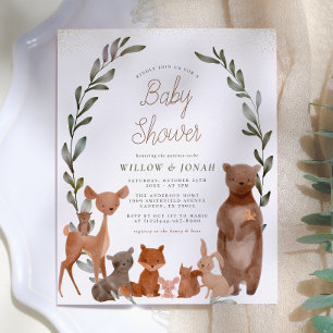 Cute bosvrienden & groene budget baby shower