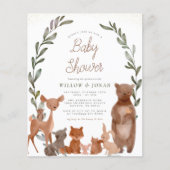 Cute bosvrienden & groene budget baby shower (Voorkant)