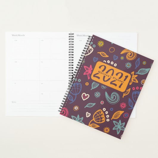 Cute Botanical Abstract Pattern Persoonlijk Jaar Planner (Display)