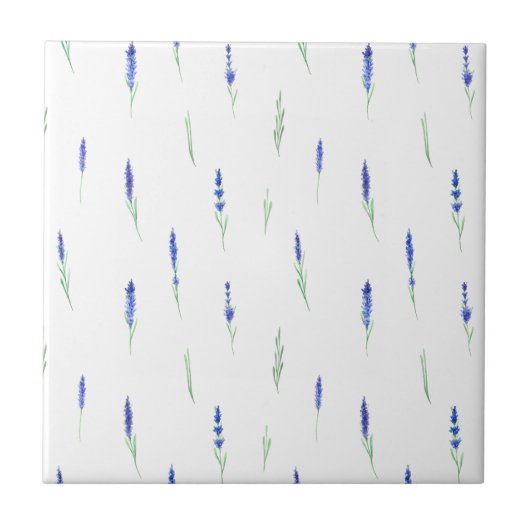 Cute Botanical Elegant Lavender Ceramic Tile Tegeltje (Voorkant)