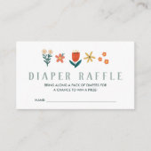 Cute Botanical Floral Diaper Raffle Informatiekaartje (Voorkant)