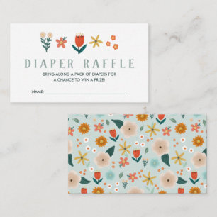 Cute Botanical Floral Diaper Raffle Informatiekaartje