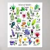 Cute Botanical Flowers Alphabet Baby Nursery Poster (Voorkant)