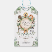 Cute Botanical Forest Puppy Dogs Hartelijk dank Cadeaulabel (Voorkant)