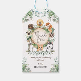 Cute Botanical Forest Puppy Dogs Hartelijk dank Cadeaulabel