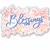 Cute botanical Hand Lettered Blessings word Sticker (Voorkant)