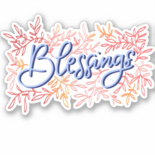 Cute botanical Hand Lettered Blessings word Sticker