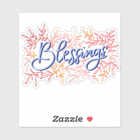 Cute botanical Hand Lettered Blessings word Sticker (Vel)