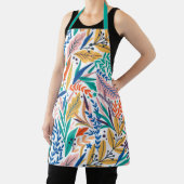 Cute Botanical Leaf Spring Custom Text Apron Schort (Insitu)