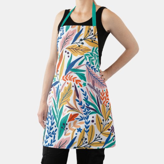 Cute Botanical Leaf Spring Custom Text Apron Schort (Insitu)
