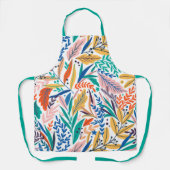 Cute Botanical Leaf Spring Custom Text Apron Schort (Voorkant)