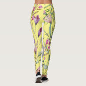 Cute botanical minimum folious artwork yellow leggings (Achterkant)