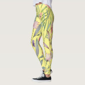 Cute botanical minimum folious artwork yellow leggings (Links)
