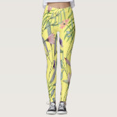Cute botanical minimum folious artwork yellow leggings (Voorkant)