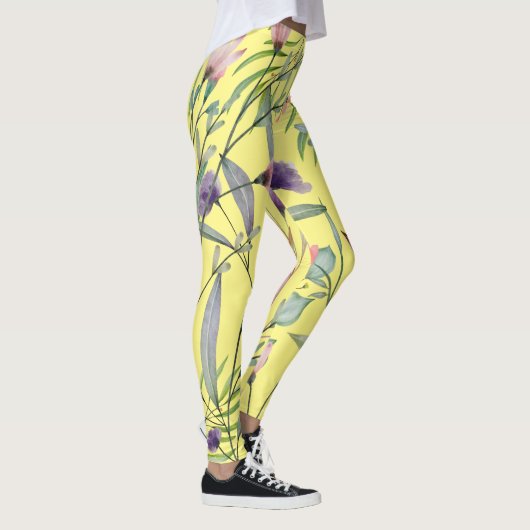 Cute botanical minimum folious artwork yellow leggings (Rechts)