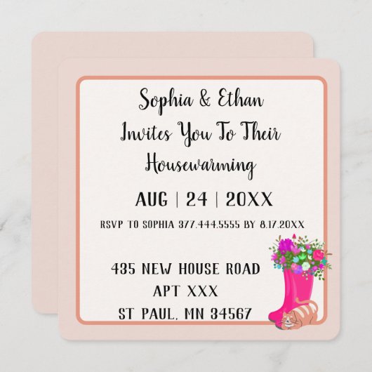 Cute Botanical Modern Minimalistical Housewarming Kaart (Voorkant / Achterkant)