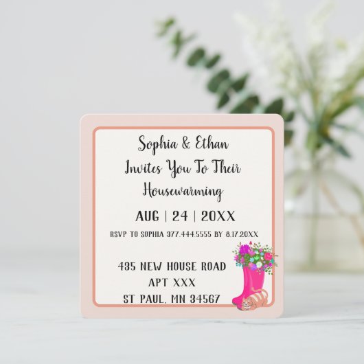 Cute Botanical Modern Minimalistical Housewarming Kaart (Staand voorkant)