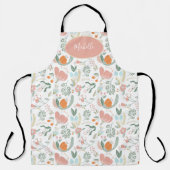 Cute botanical pastel floral roze naam schort (Voorkant)
