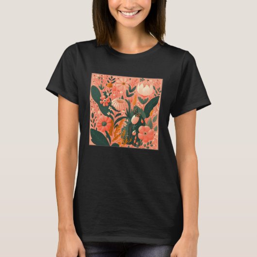 Cute Botanical Roses Illustration Gorgeous Flower  T-shirt (Voorkant)