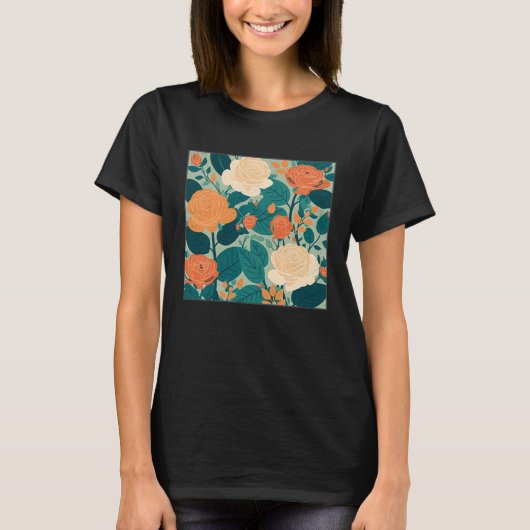 Cute Botanical Roses Illustration Gorgeous Flower  T-shirt (Voorkant)