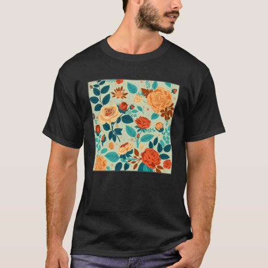 Cute Botanical Roses Illustration Gorgeous Flower  T-shirt (Voorkant)