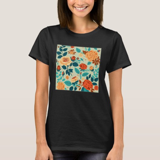 Cute Botanical Roses Illustration Gorgeous Flower  T-shirt (Voorkant)